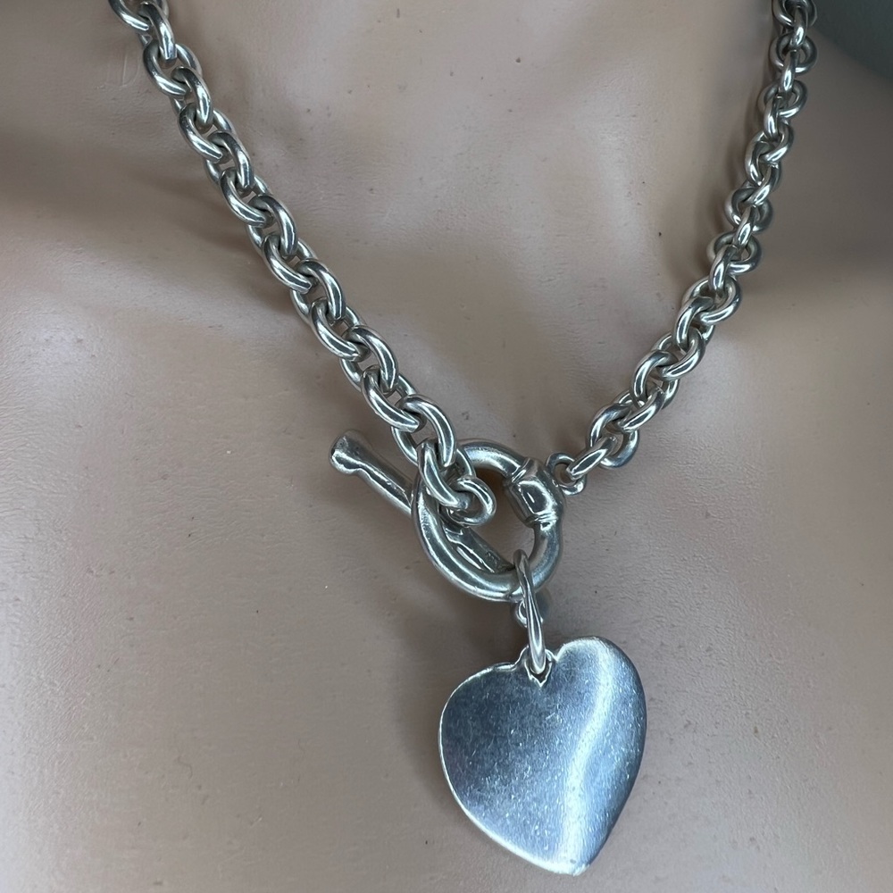 Vtg Joseph Esposito espo sig 925 sterling silver Rolo cable chain heart necklace